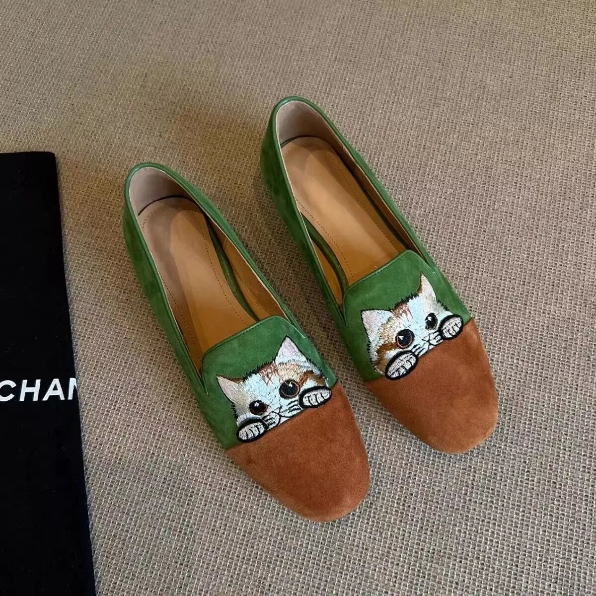 Cat Emboridery Slippers