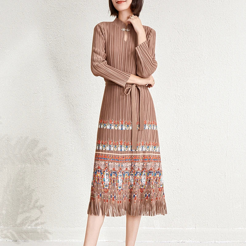 Ladies Dresses 2026 Elegant Casual Dresses Miyake Pleated Dresses