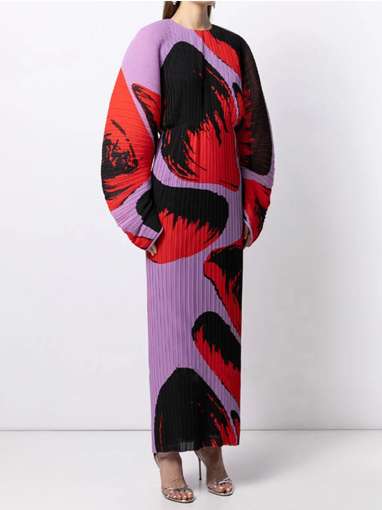 Miyake Pleated Hand Painted Dress