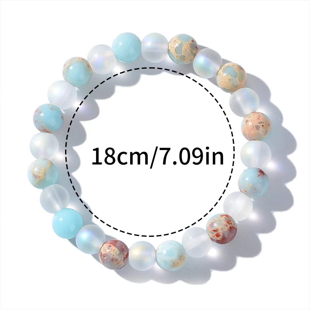 Health aura Quartz and Ocean Sediment Beaded Bracelet
