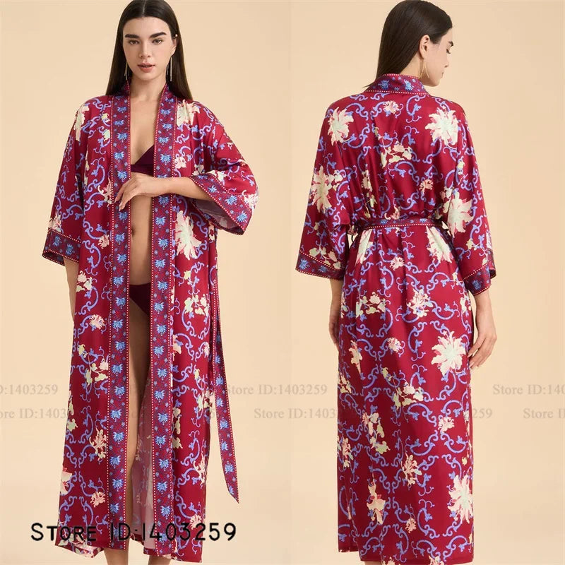 Flower Female Long Robe Nightgown
