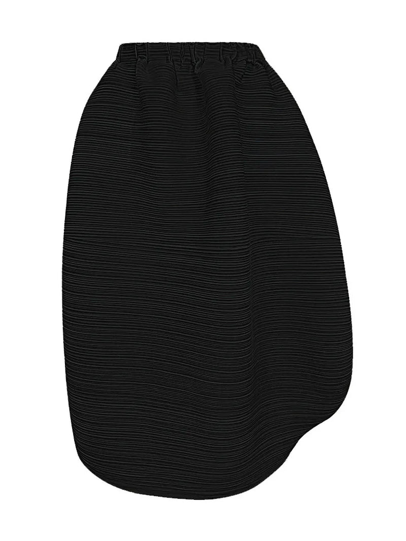 Solid Color High Waist Pleated Puffy Skirt 