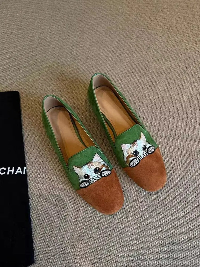 Cat Emboridery Slippers