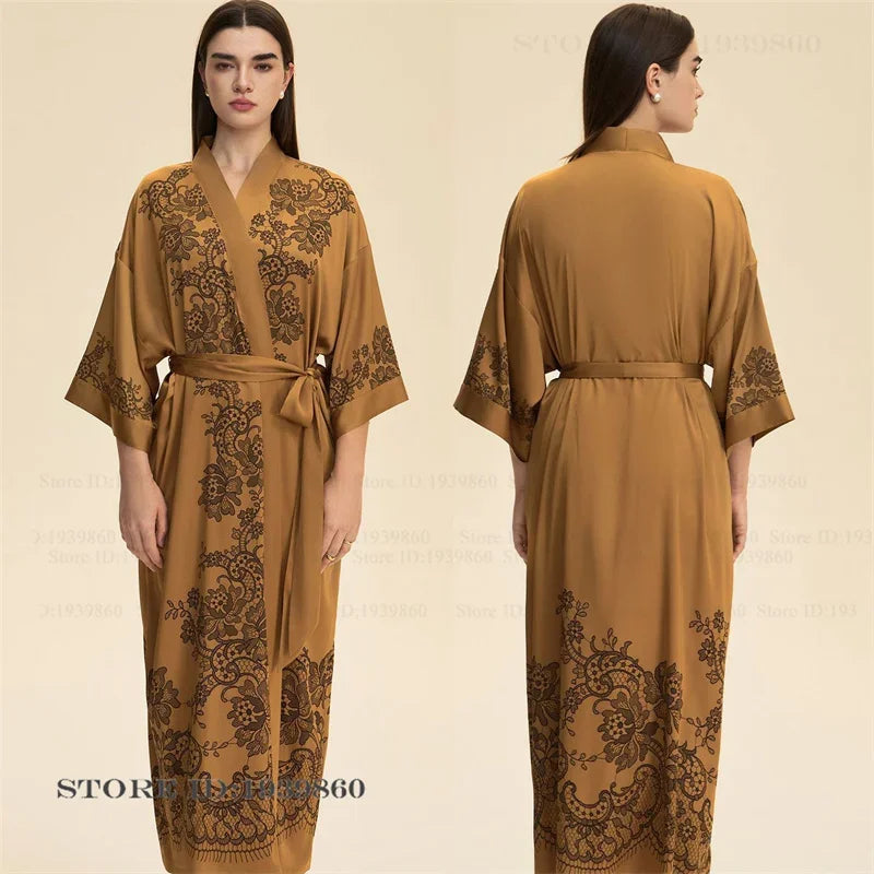 Flower Female Long Robe Nightgown