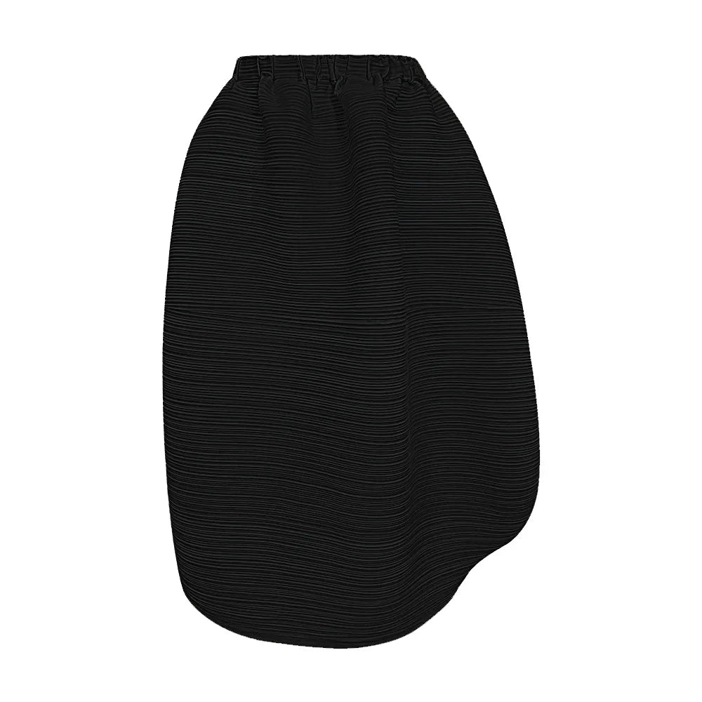 Solid Color High Waist Pleated Puffy Skirt 
