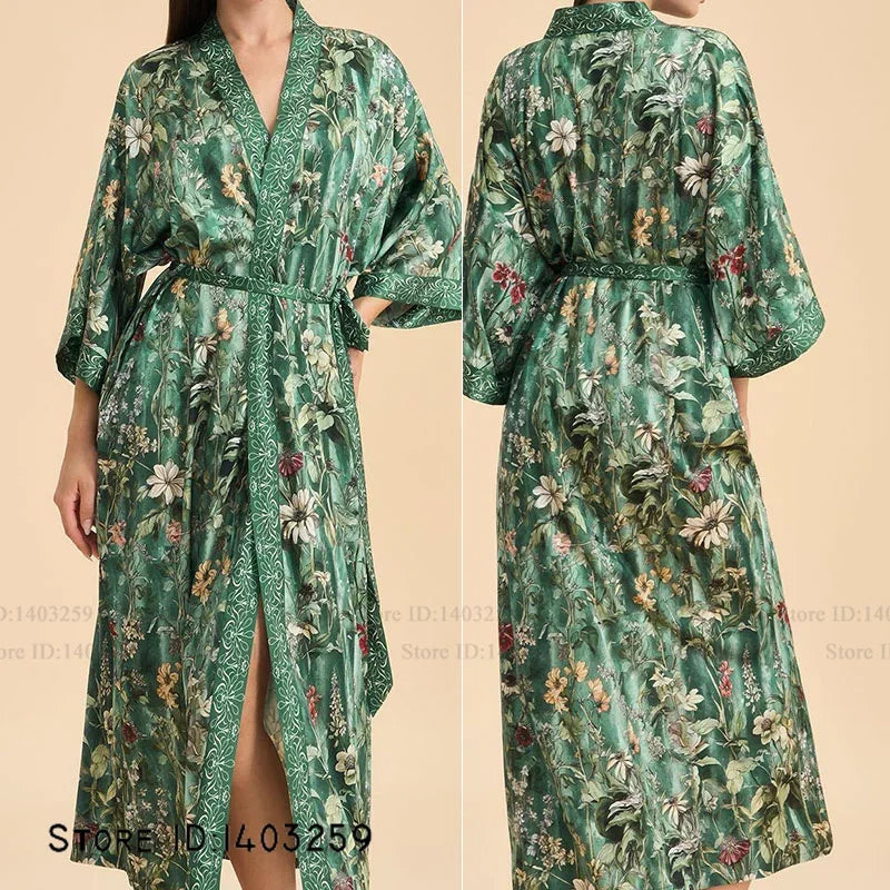 Flower Female Long Robe Nightgown
