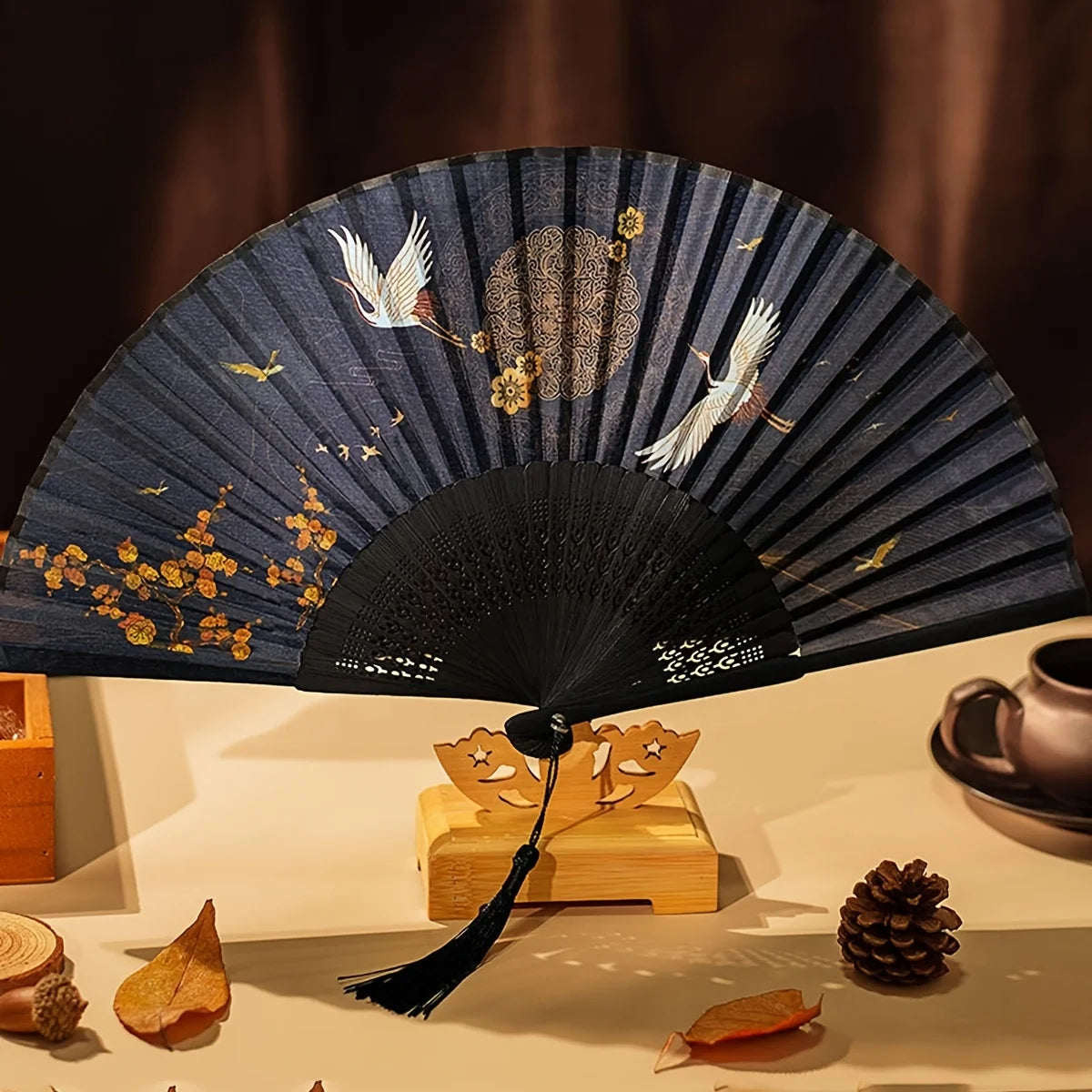 1Pc Folding Bamboo Fan Ancient Style Fan Chinese Style Small Fan Dress Decoration Student Gift Fan