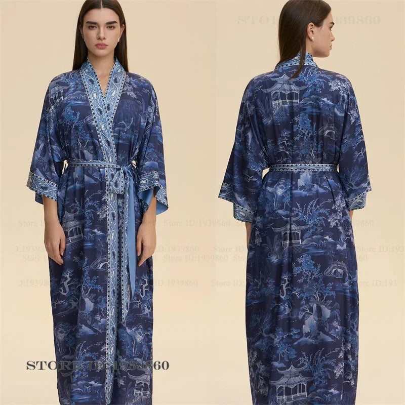 Flower Female Long Robe Nightgown