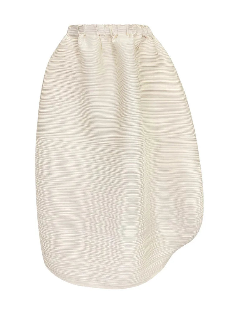 Solid Color High Waist Pleated Puffy Skirt 