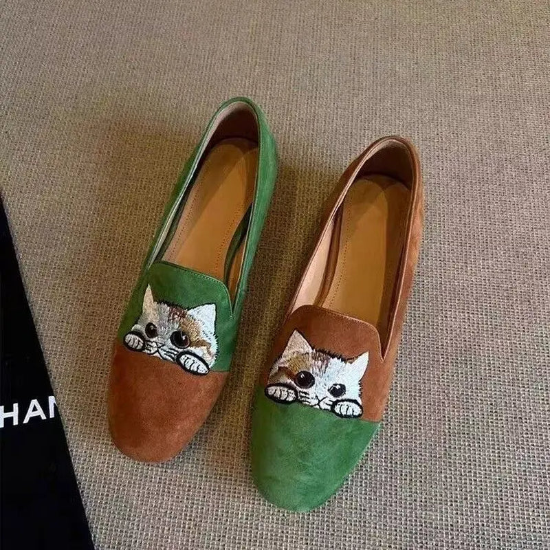 Cat Emboridery Slippers