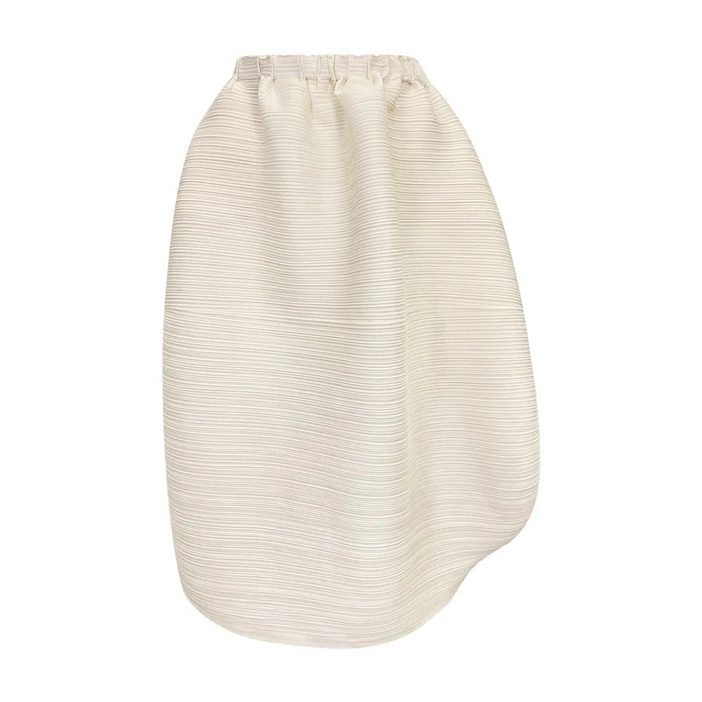 Solid Color High Waist Pleated Puffy Skirt 