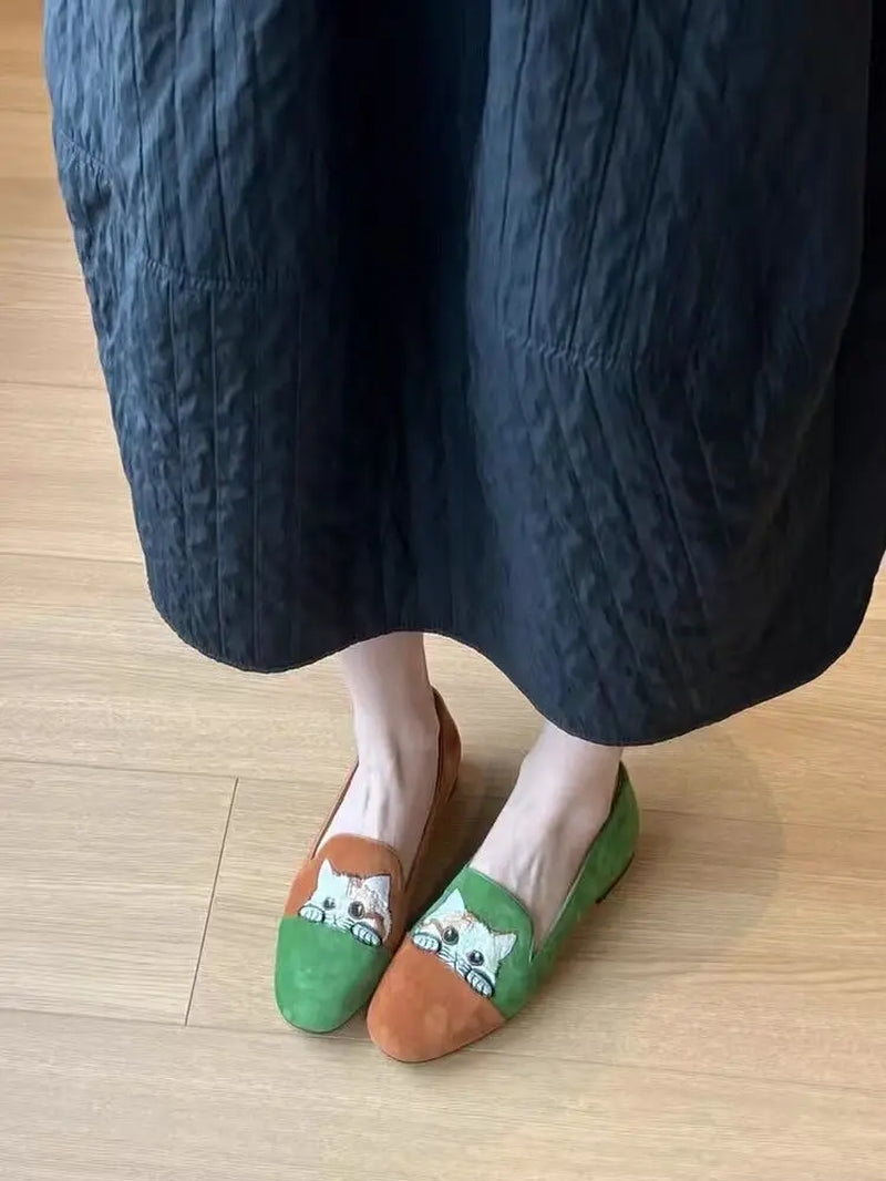 Cat Emboridery Slippers