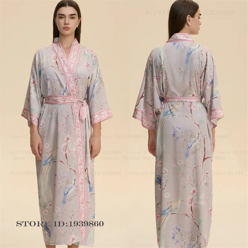 Flower Female Long Robe Nightgown