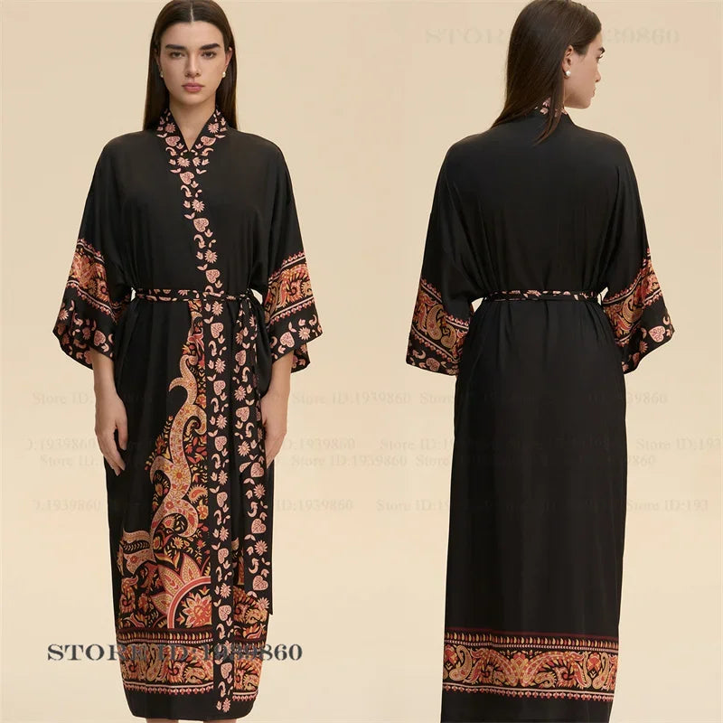 Flower Female Long Robe Nightgown