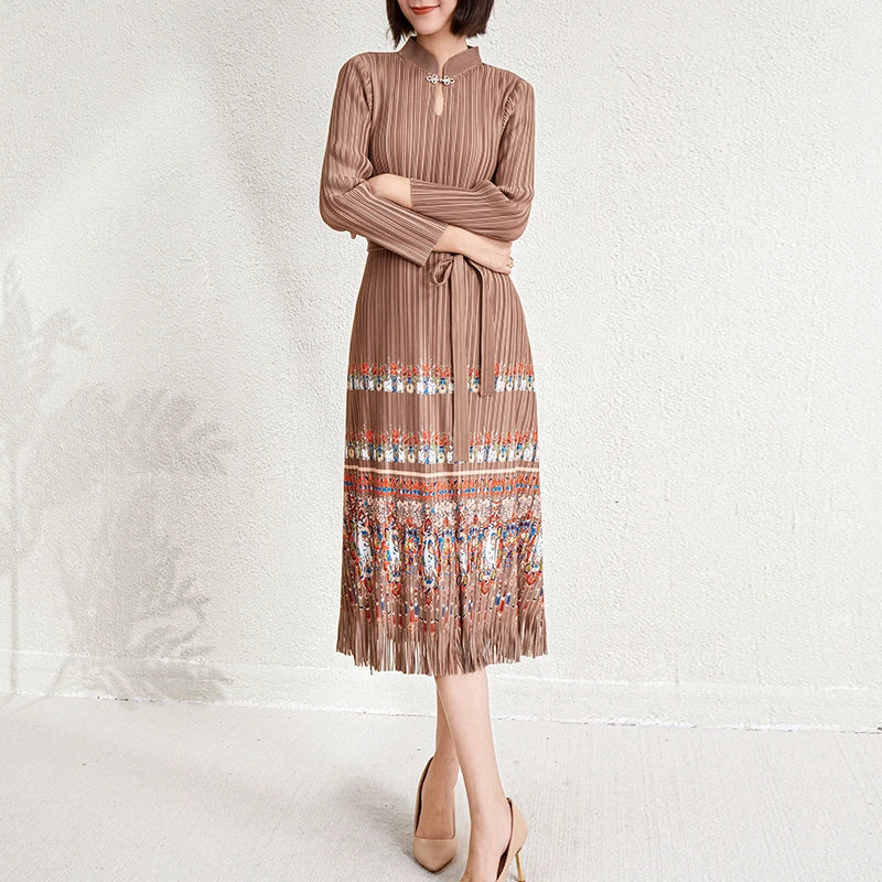 Ladies Dresses 2026 Elegant Casual Dresses Miyake Pleated Dresses