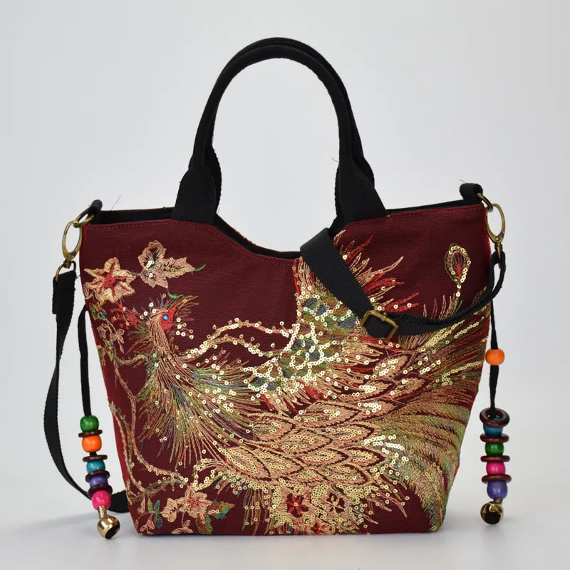 Ethnic Style Sequins Tote Bag