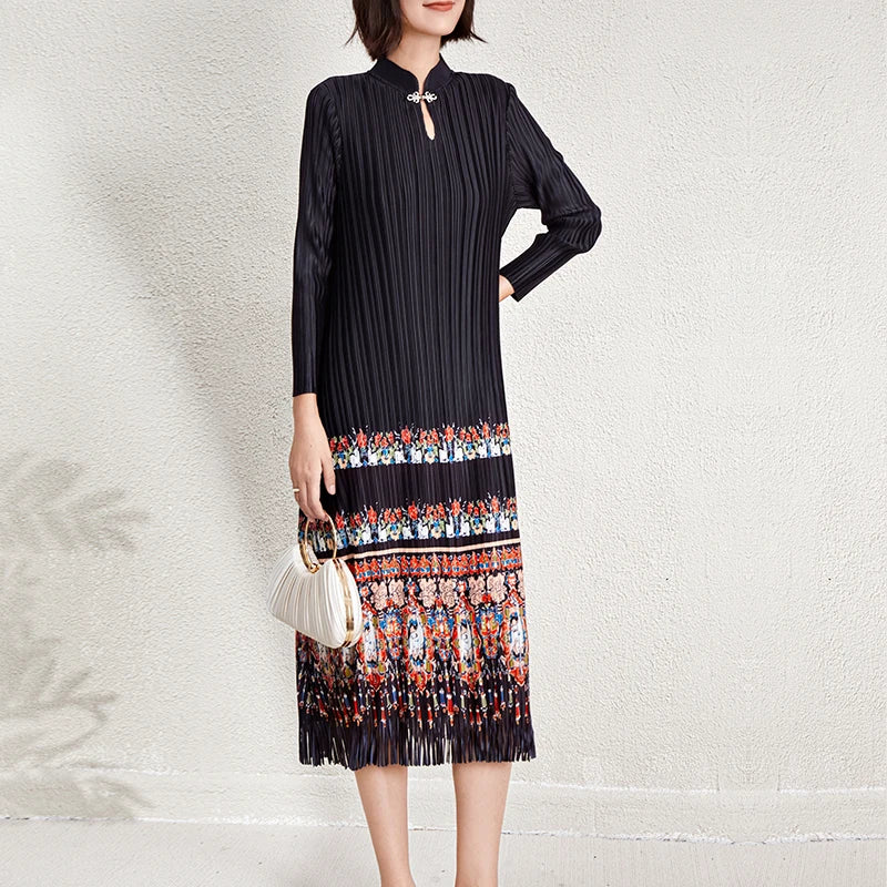 Ladies Dresses 2026 Elegant Casual Dresses Miyake Pleated Dresses