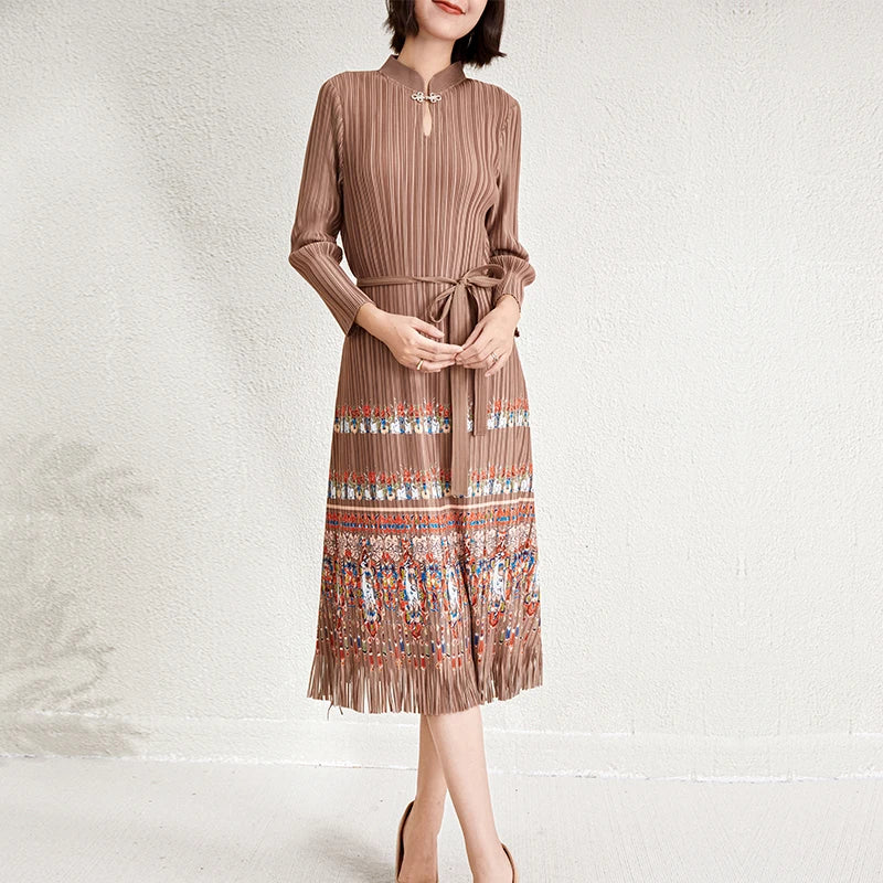 Ladies Dresses 2026 Elegant Casual Dresses Miyake Pleated Dresses