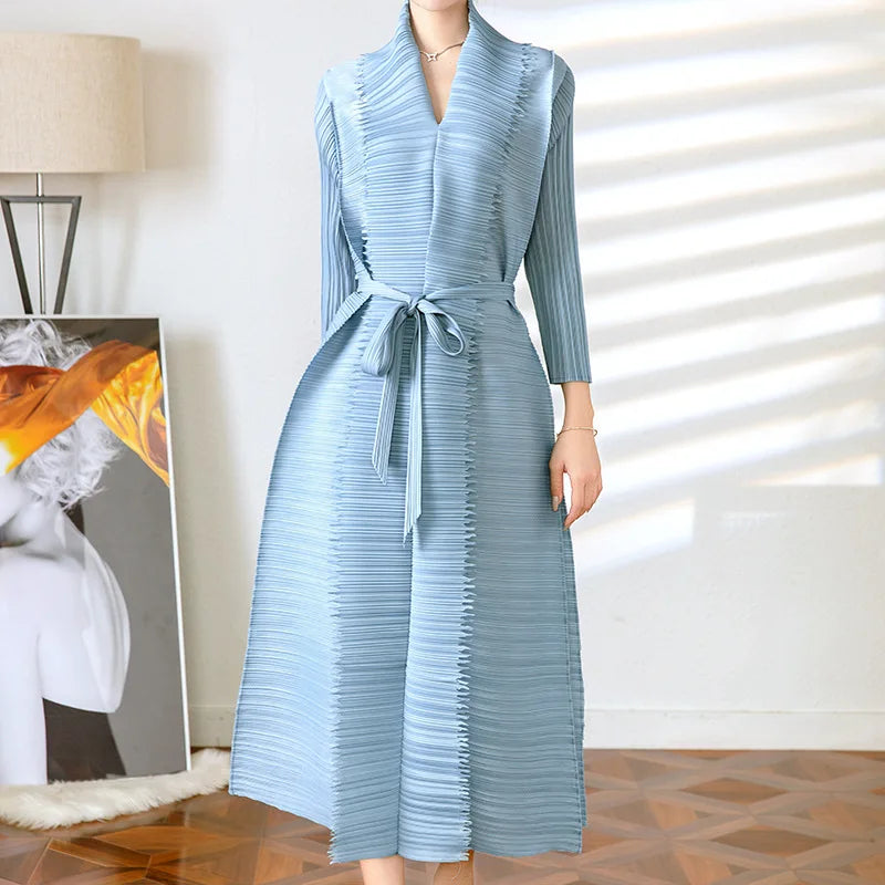 Miyake Pleated plus Size Dresses Women Lady Elegant Women Dresses Summer Vintage Woven