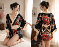 Japanese Satin Kimono | Luxury Floral Dressing Gown