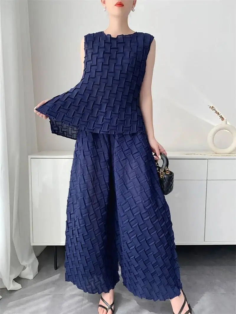 Handmade Pleated Set Women'S Summer