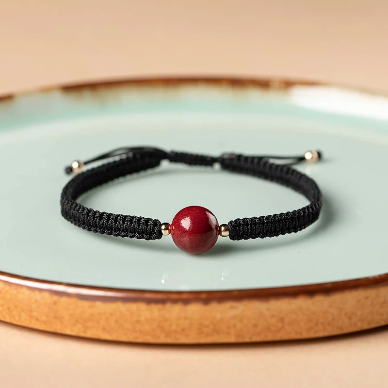 Red Bracelet Natural Stone Cinnabar
