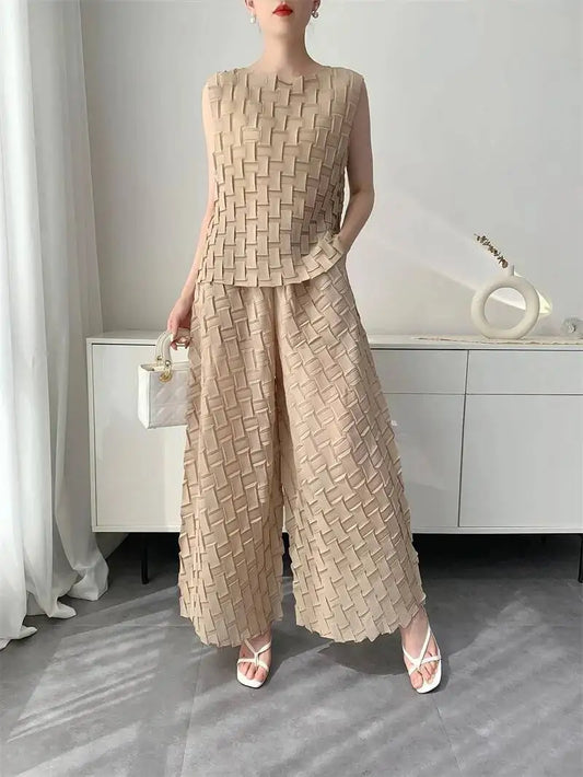Handmade Pleated Set Women'S Summer