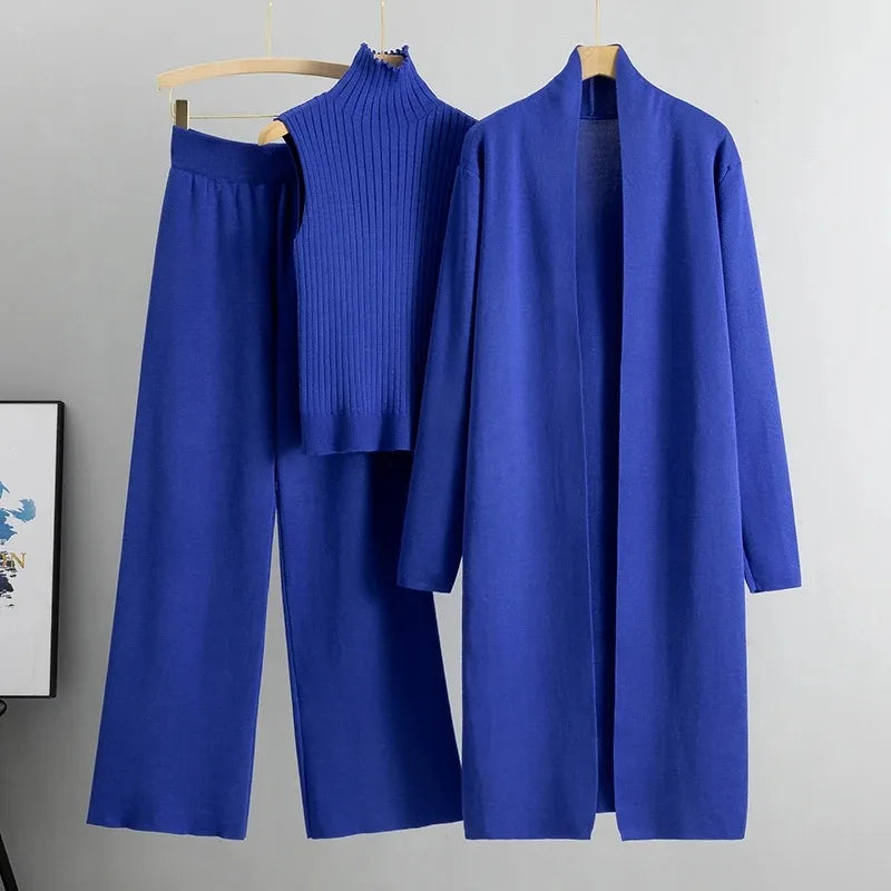 Autumn 3 Piece Women Cardigan TracksuitsKnitted