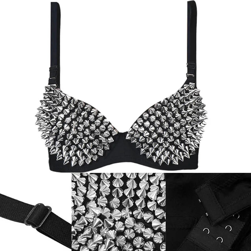 Sexy Rivets Punk Lingerie Underwear,Metallic 