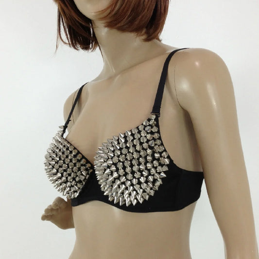 Sexy Rivets Punk Lingerie Underwear,Metallic 