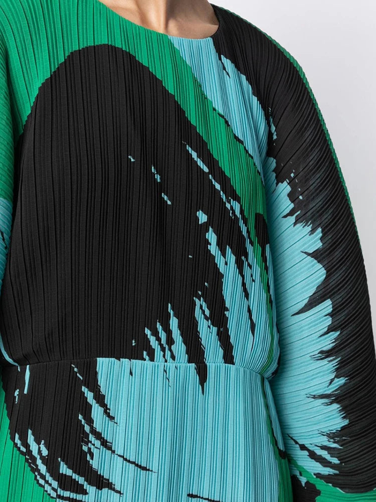 Miyake Pleated Hand Painted Dress 