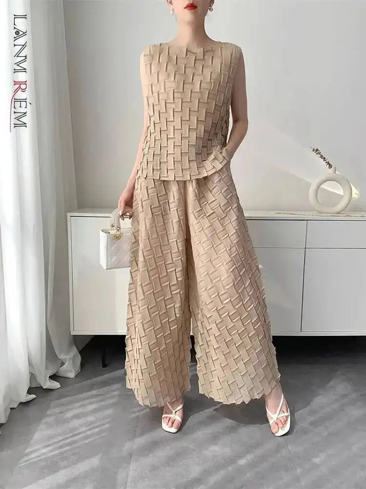 Handmade Pleated Set Women'S Summer