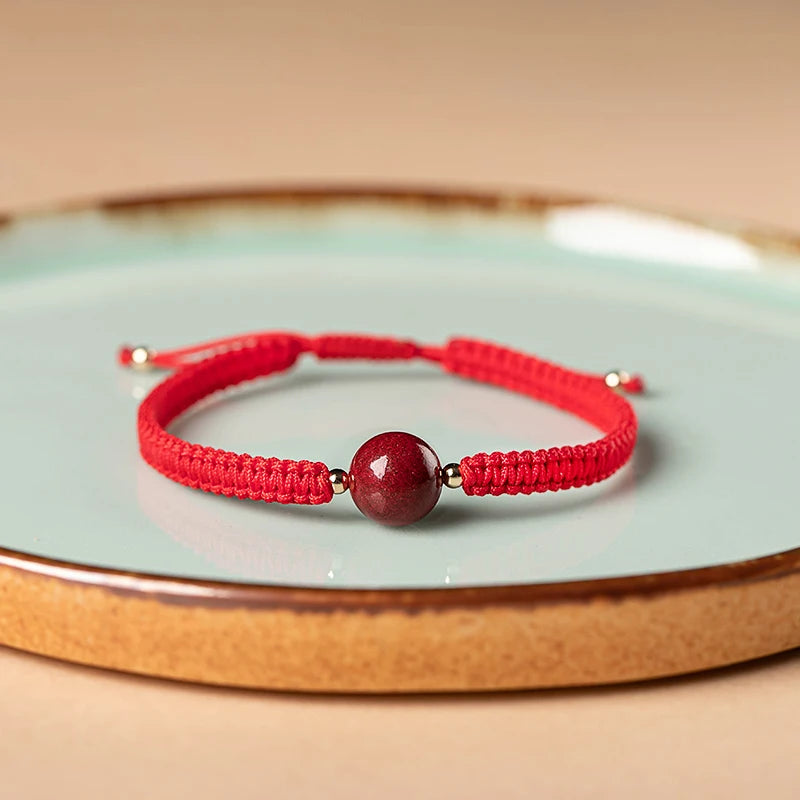 Red Bracelet Natural Stone Cinnabar