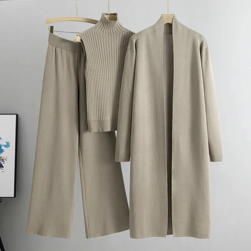 Autumn 3 Piece Women Cardigan TracksuitsKnitted