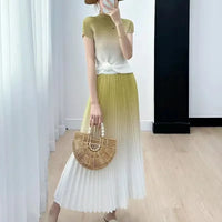 Two Piece Set Women Korean Miyake High-End