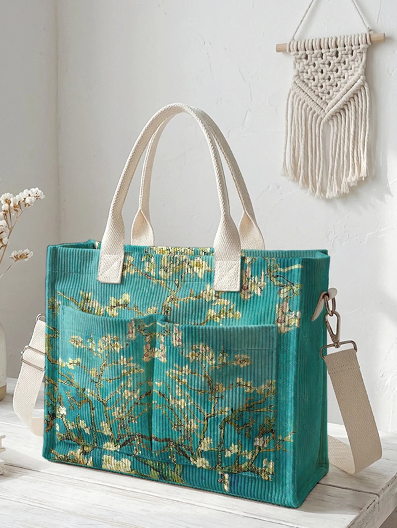 Apricot Corduroy Tote Bag
