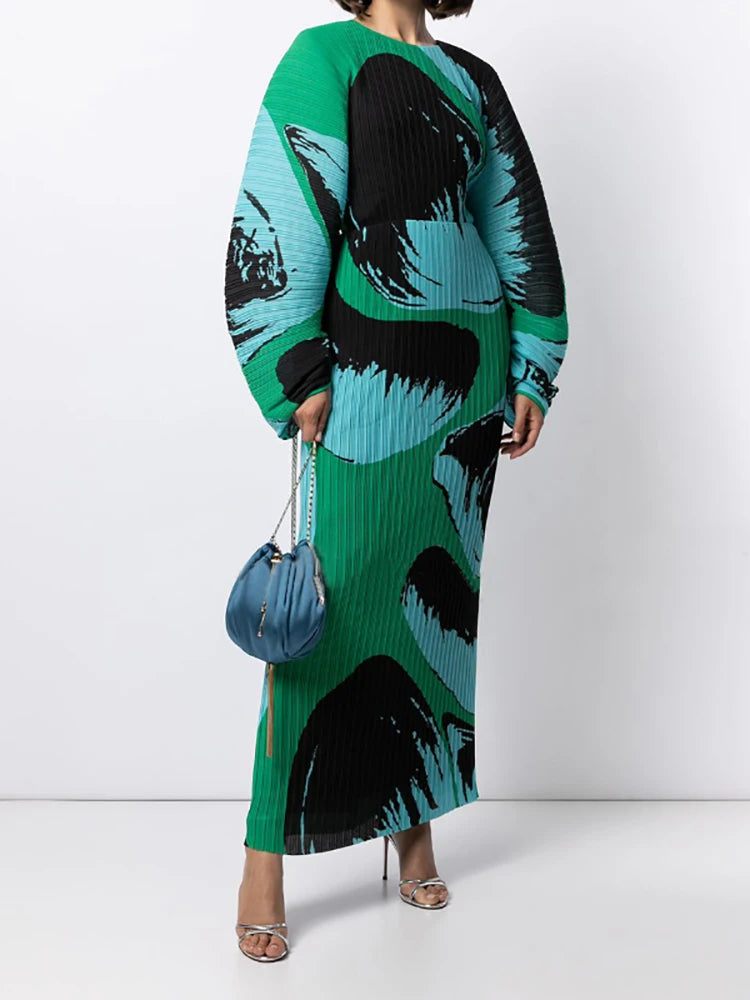 Miyake Pleated Hand Painted Dress 