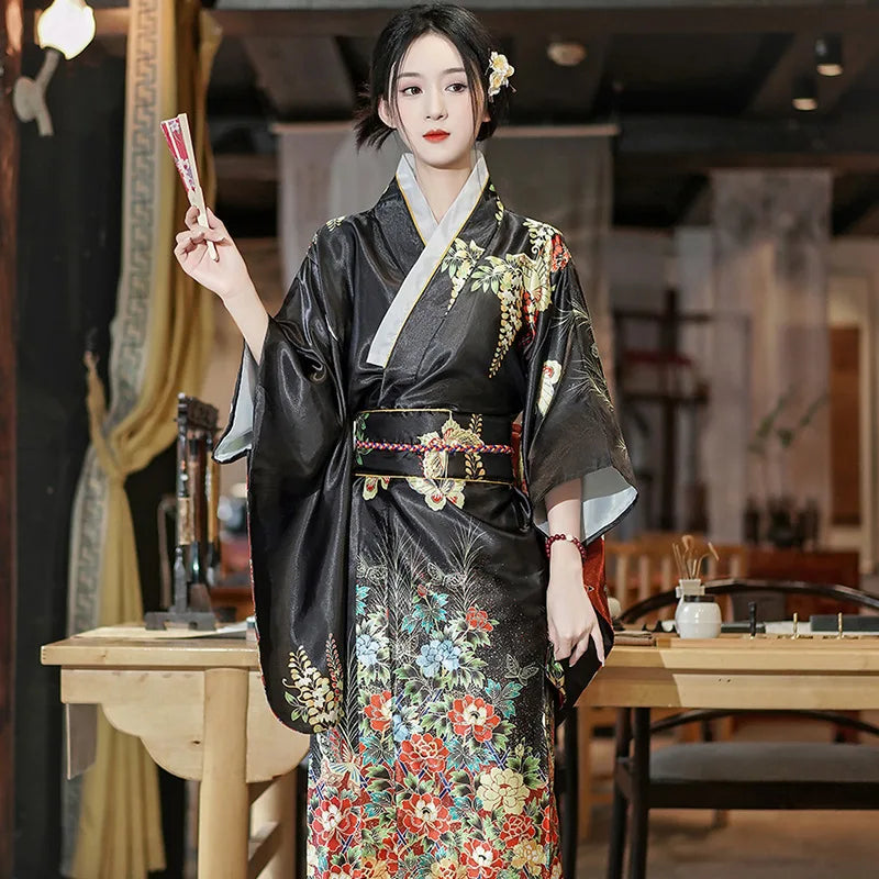 Japanese Yukata Satin Kimono