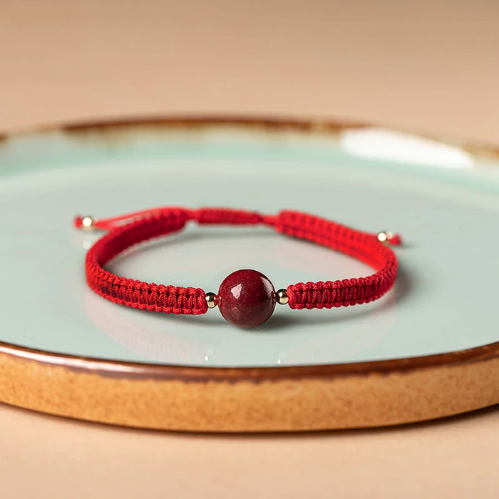 Red Bracelet Natural Stone Cinnabar