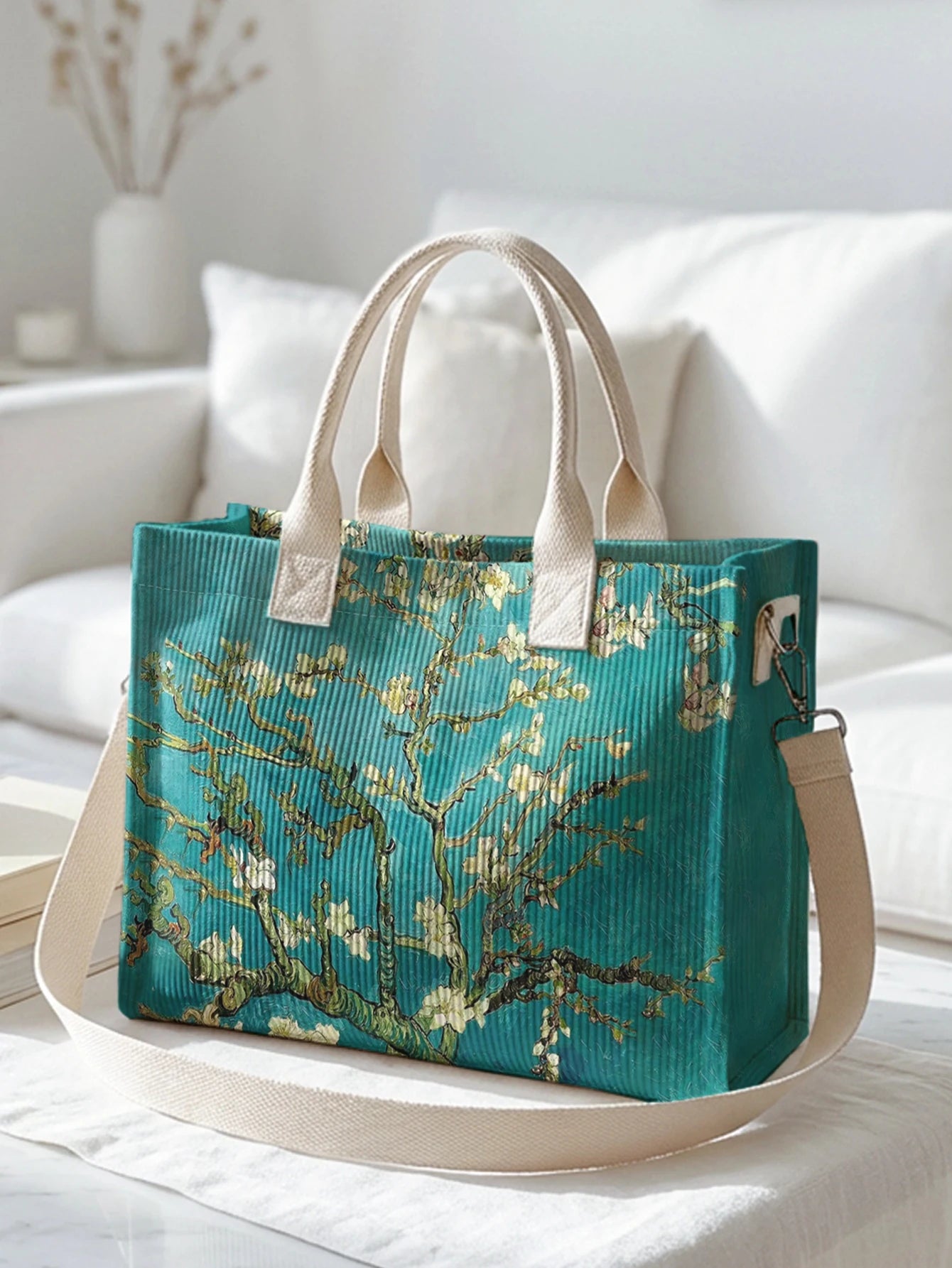 Apricot Corduroy Tote Bag