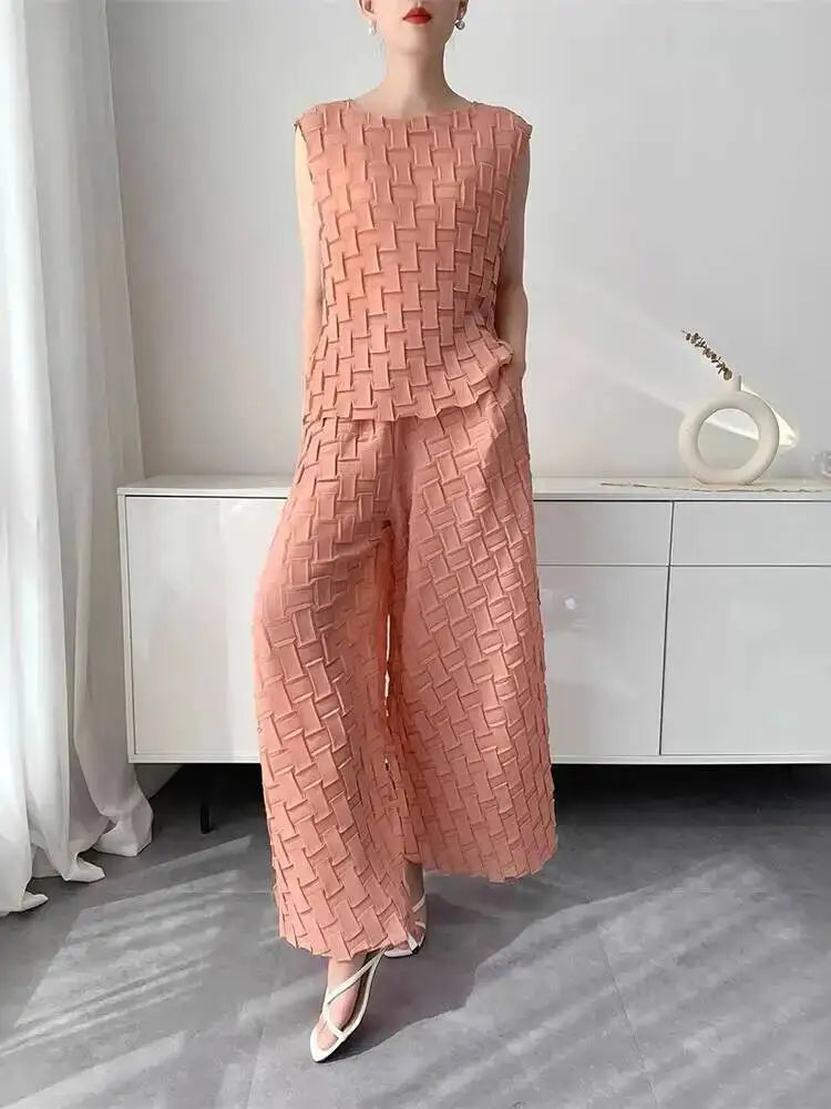 Handmade Pleated Set Women'S Summer
