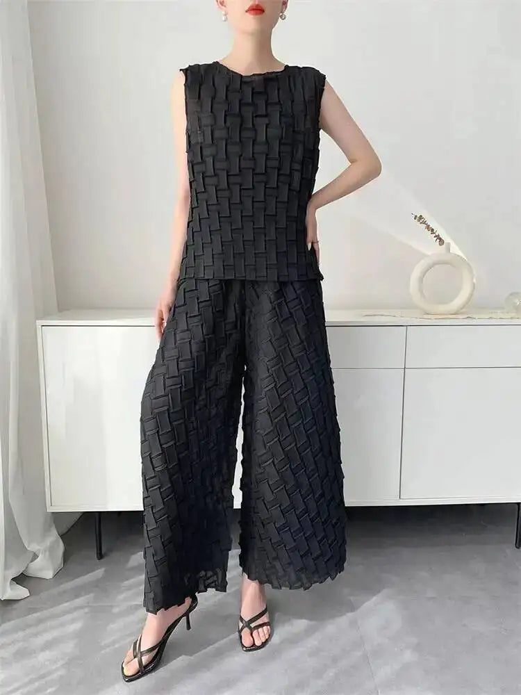 Handmade Pleated Set Women'S Summer