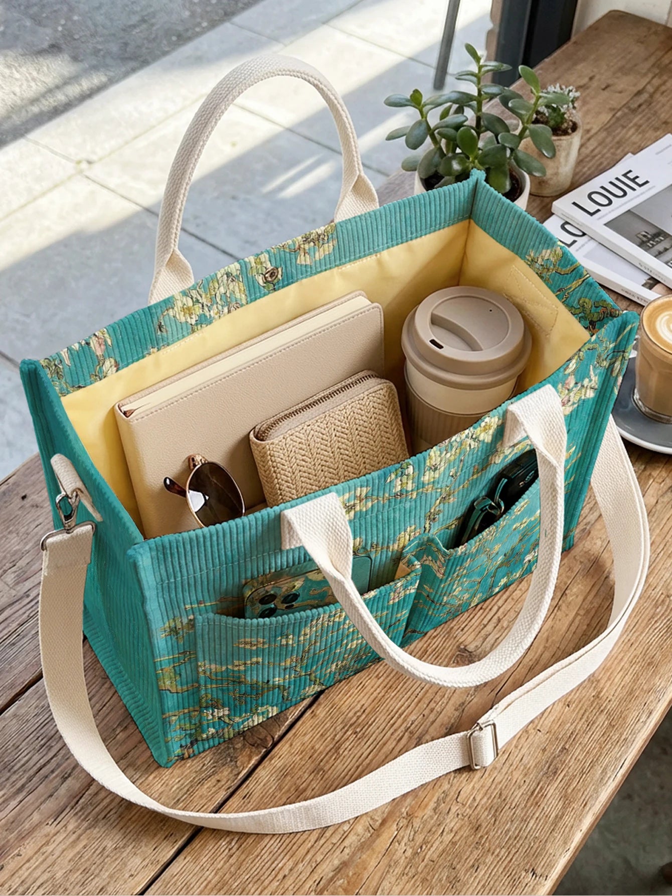 Apricot Corduroy Tote Bag