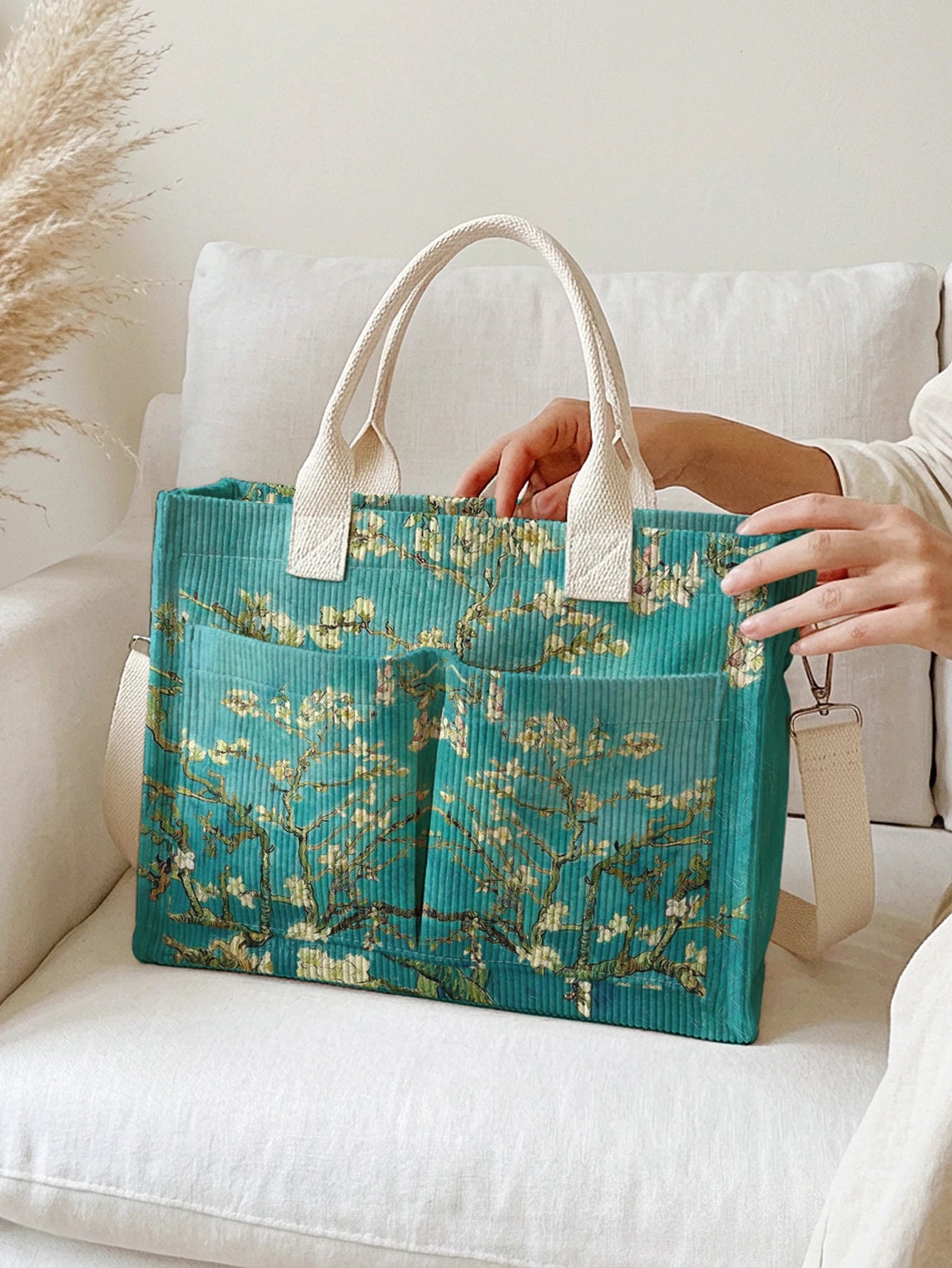 Apricot Corduroy Tote Bag