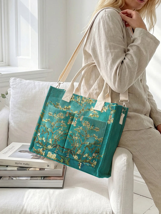 Apricot Corduroy Tote Bag