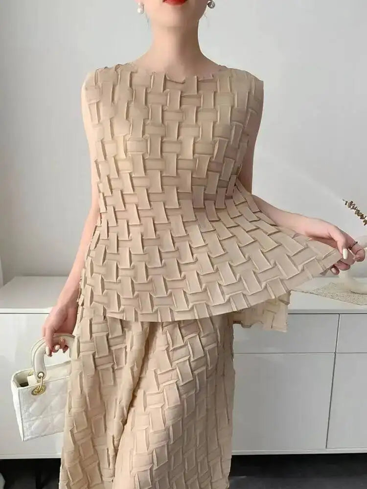 Handmade Pleated Set Women'S Summer