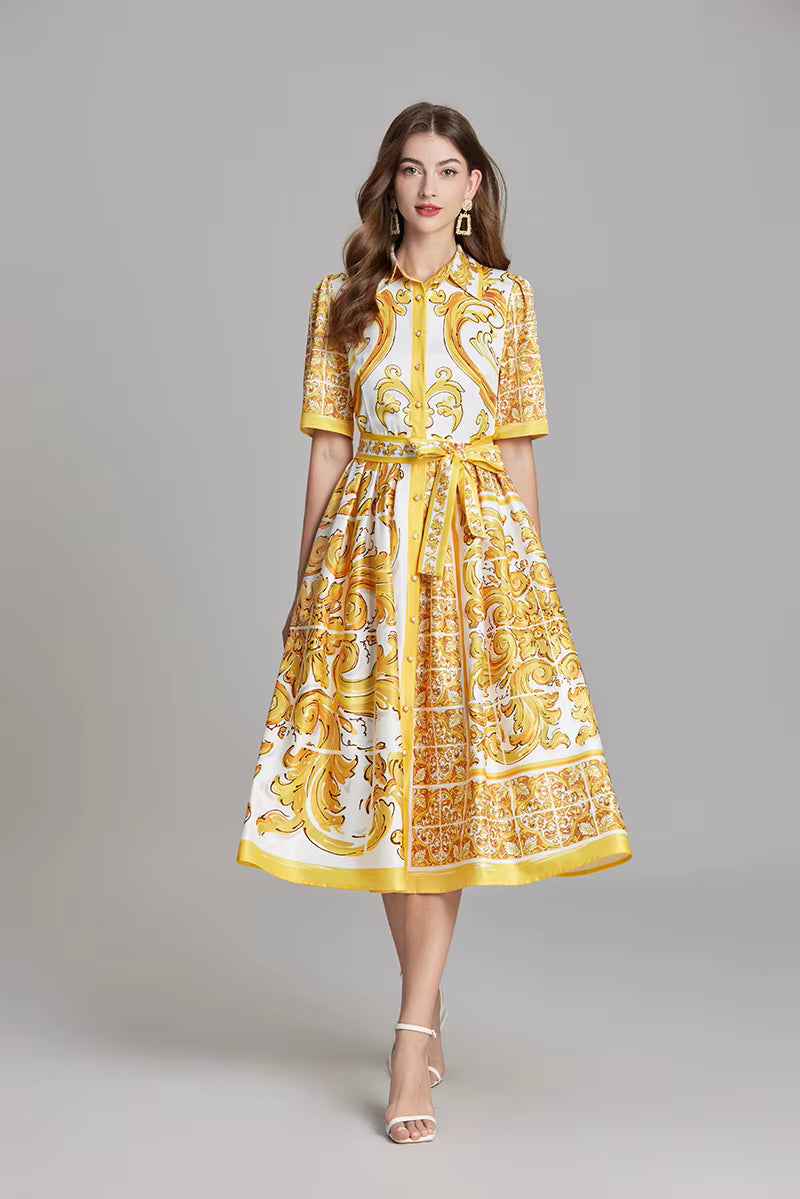 Paisley Print Shirt Dresses Women'S Turn down