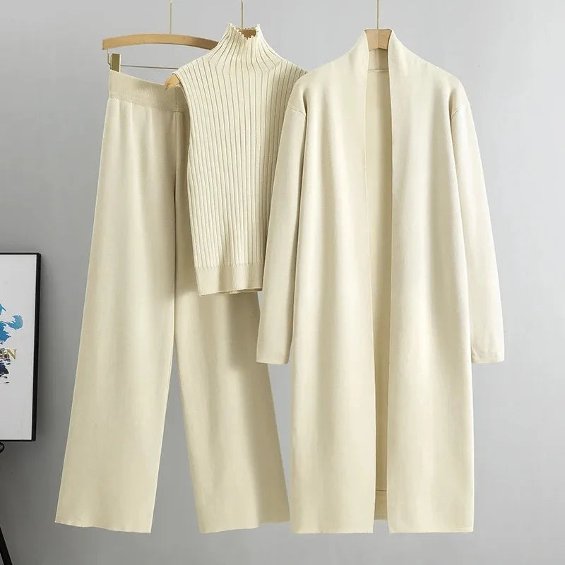 Autumn 3 Piece Women Cardigan TracksuitsKnitted