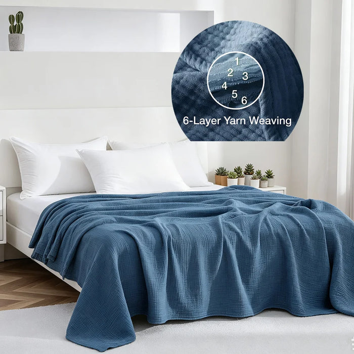 6 Layers Cotton Muslin Blankets Lightweight Cotton Throw Cooling Soft Throw Blanket
