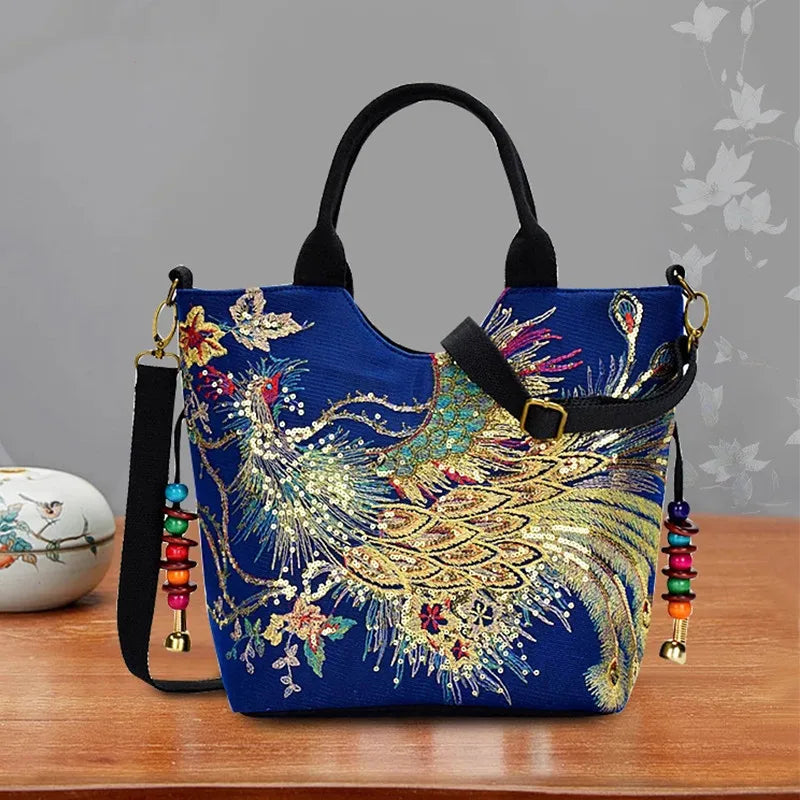Ethnic Style Sequins Tote Bag
